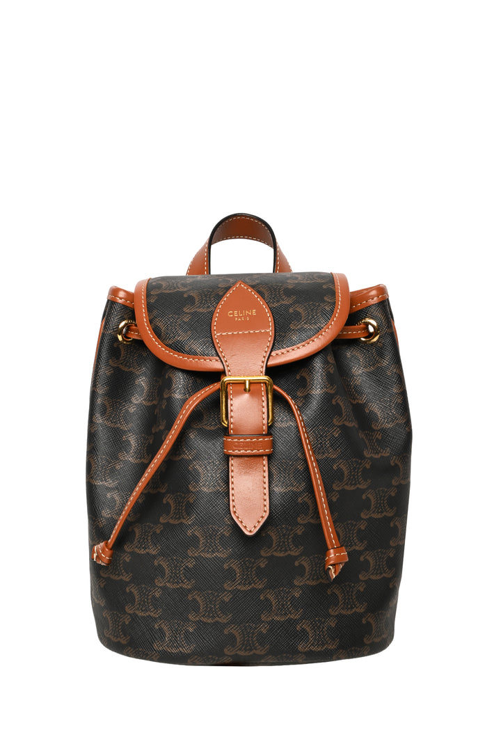 Celine 2021 Mini Backpack Folco in Triomphe Canvas & Calfskin