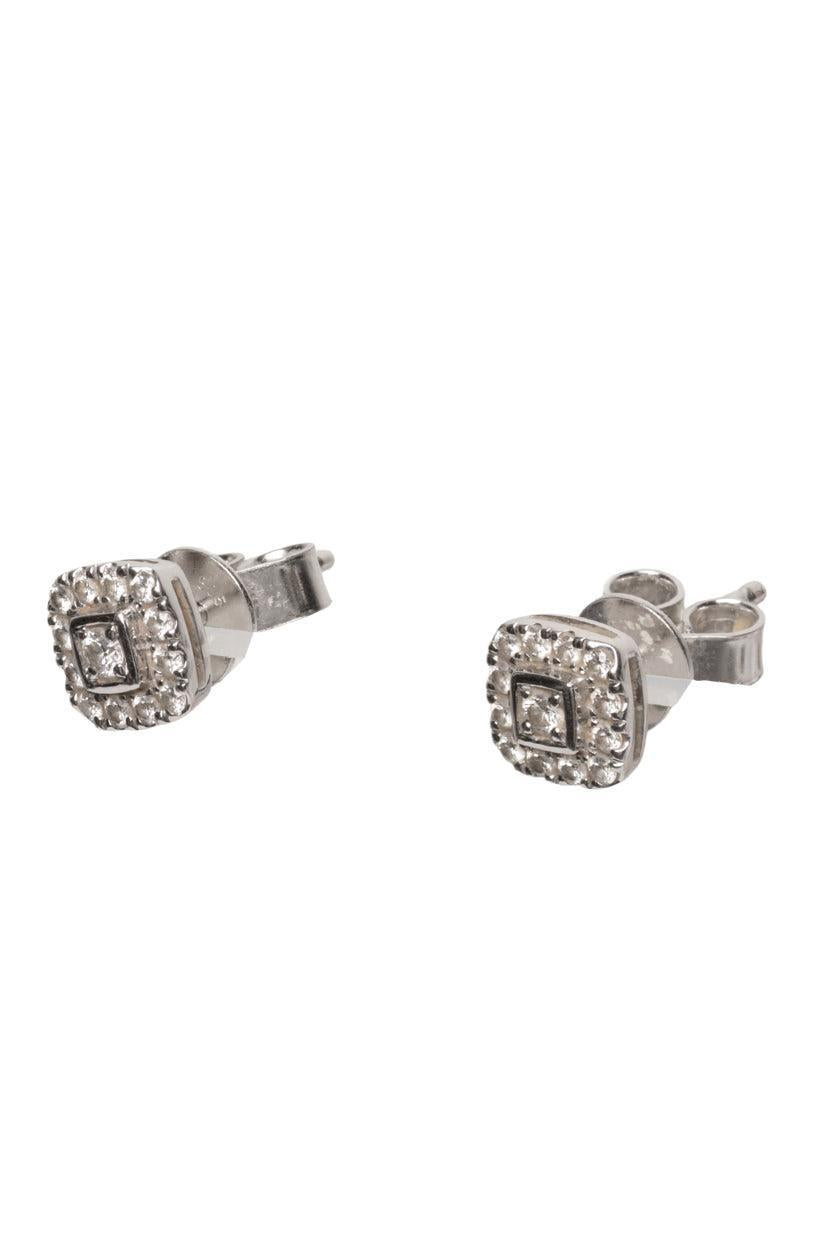 14K White Gold & Diamond Cushion Halo Earrings