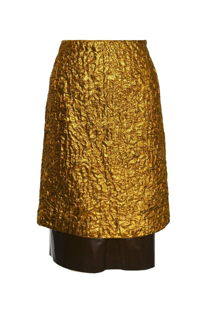 Dries Van Noten Size 6 Salbina Lame Midi Skirt