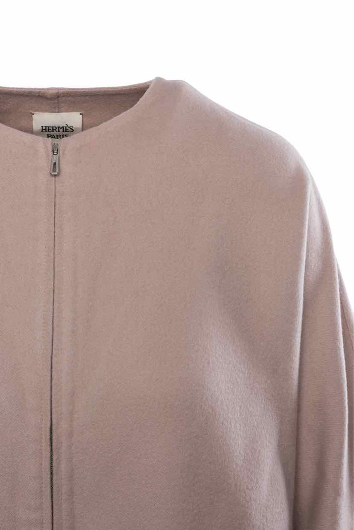 Hermes Size 34 Collarless Cashmere Coat