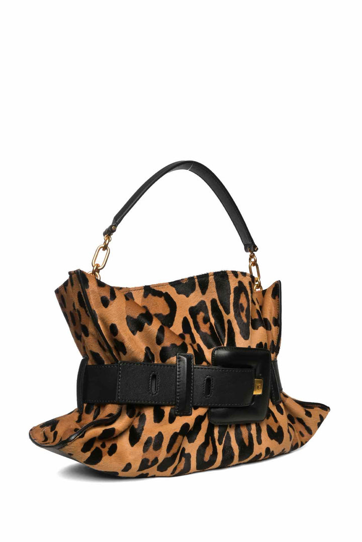 Balmain Anthem Medium Ponyskin-Style Leopard Shoulder Bag