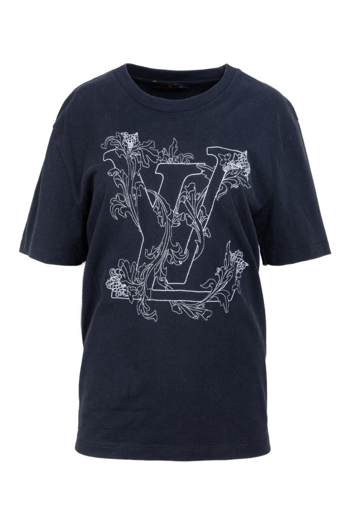 Louis Vuitton Size M Men's Logo Embroidered Cotton T-shirt