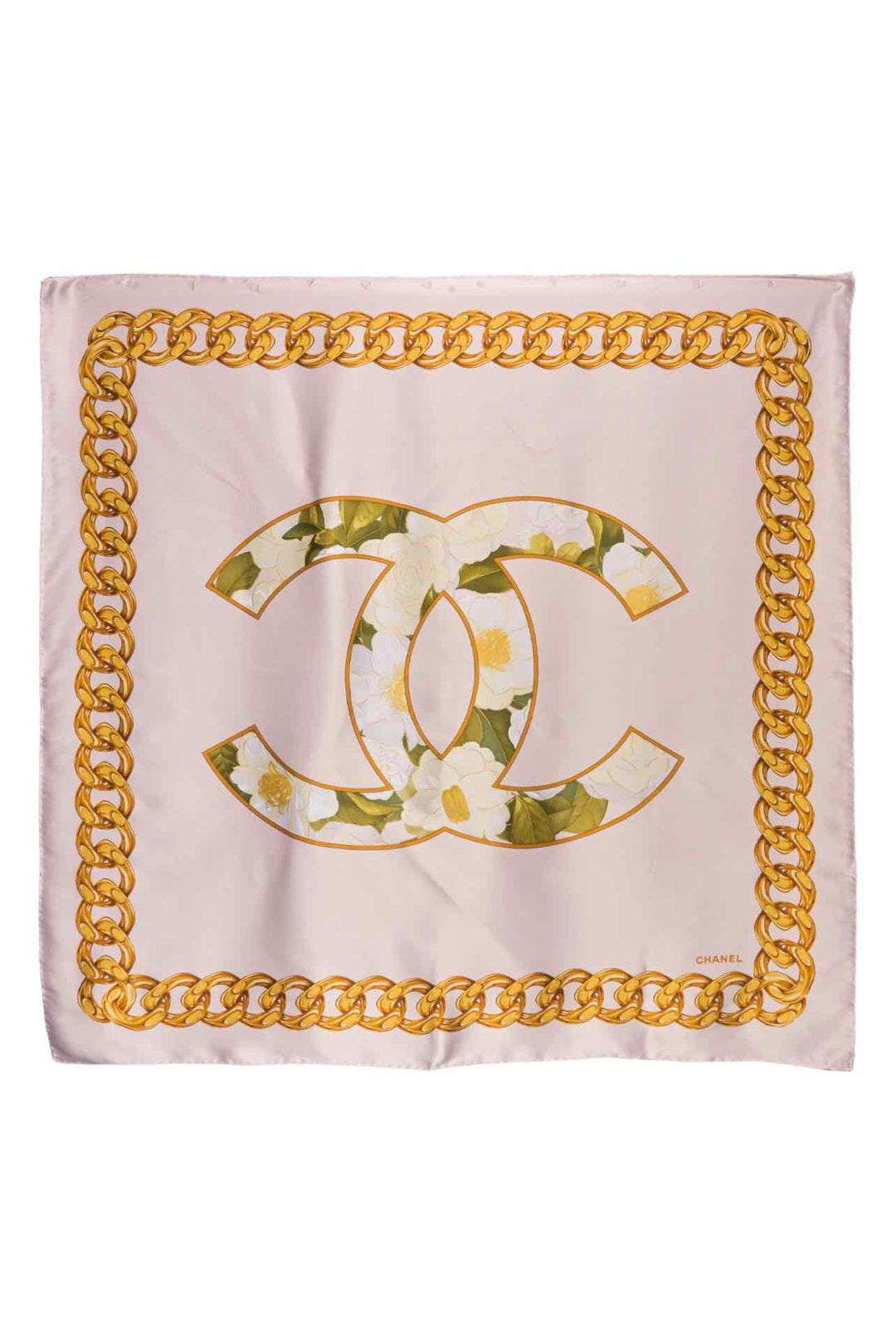 Chanel CC Camillia & Chain Square Scarf
