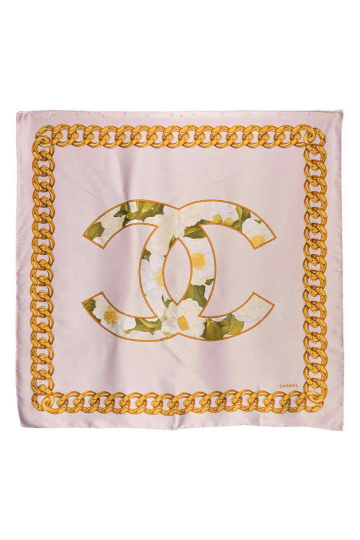 Chanel CC Camillia & Chain Square Scarf