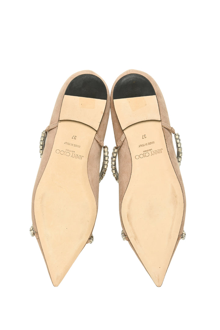 Jimmy Choo Size 37 Crystal Embellished Genevi Flats