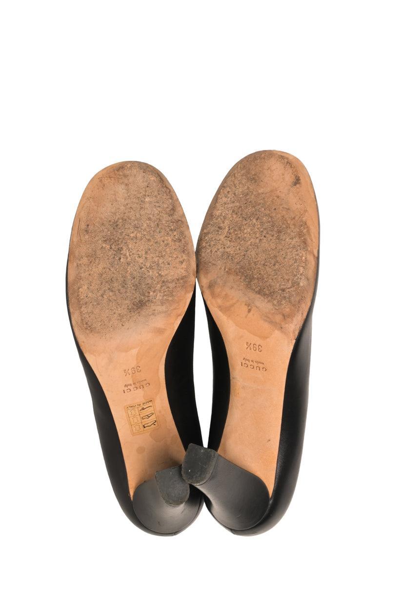 Gucci Size 39.5 Interlocking G Logo Leather Pumps