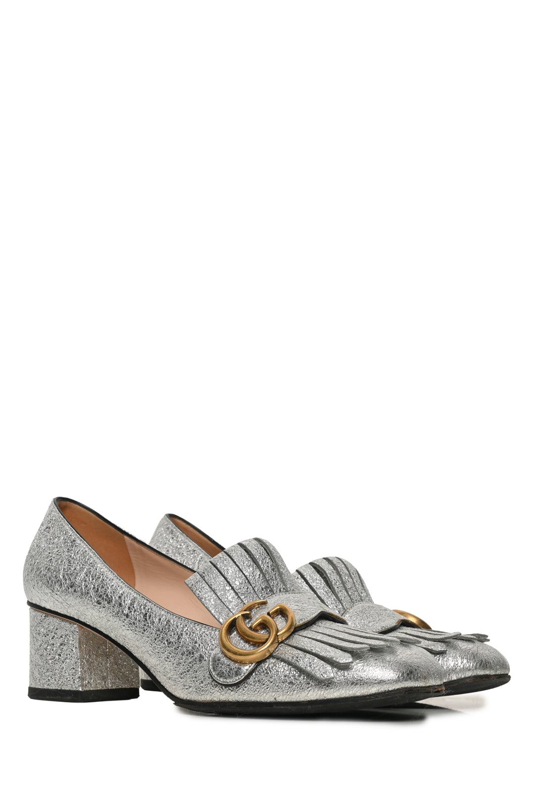 Gucci Size 40 Galassia GG Marmont Fringe Loafer Pumps