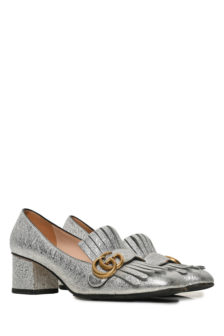 Gucci Size 40 Galassia GG Marmont Fringe Loafer Pumps