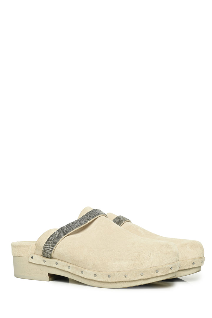 Brunello Cucinelli Size 36.5 Monili Suede Clogs