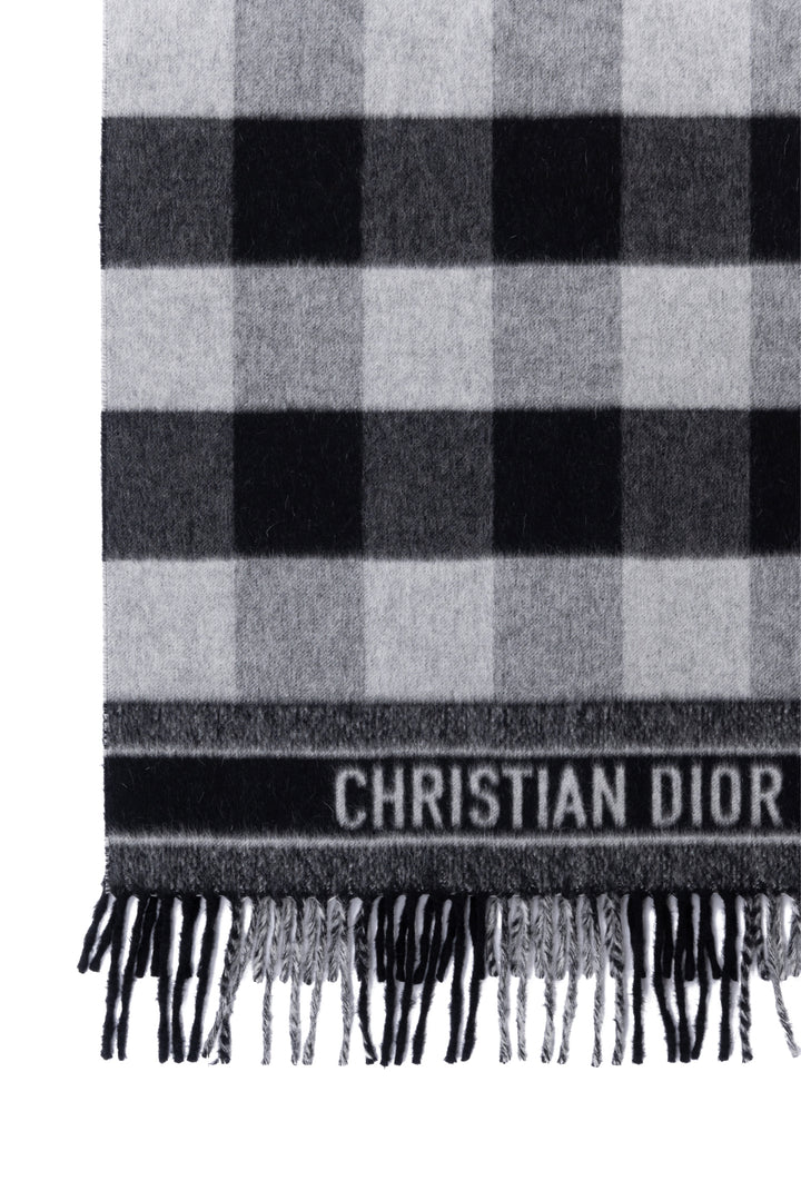 Christian Dior Wool & Angora Blend Check'n'Dior Fringe Scarf