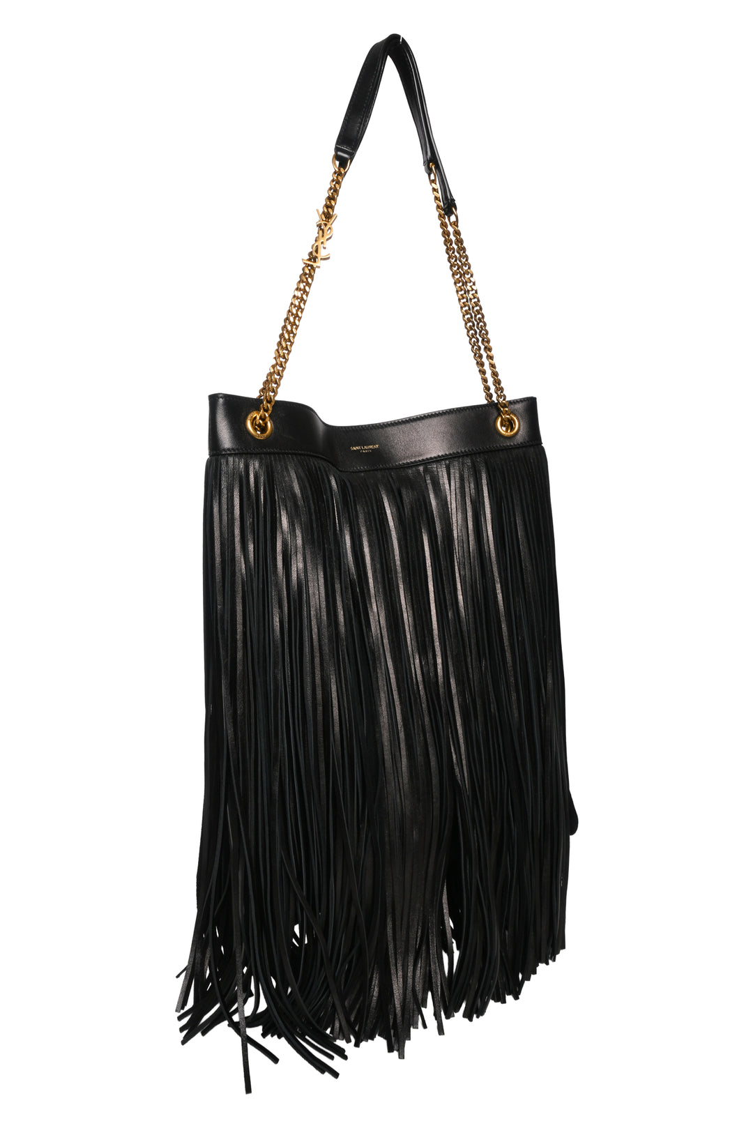 Saint Laurent 2020 Suede & Leather Large Grace Fringe Shoulder Bag