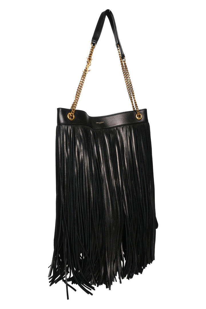 Saint Laurent 2020 Suede & Leather Large Grace Fringe Shoulder Bag