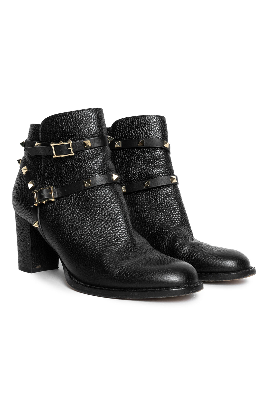 Valentino Size 40 Rockstud Leather Moto Ankle Boots