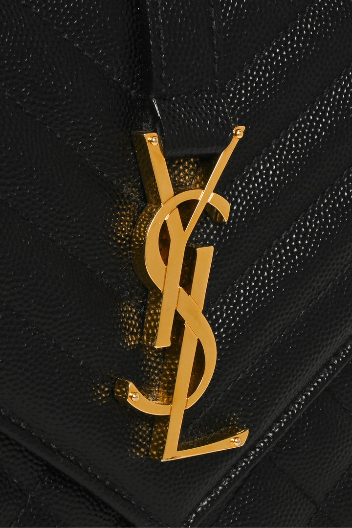Saint Laurent 2019 Medium Quilted Grain De Poudre Leather Envelope Shoulder Bag