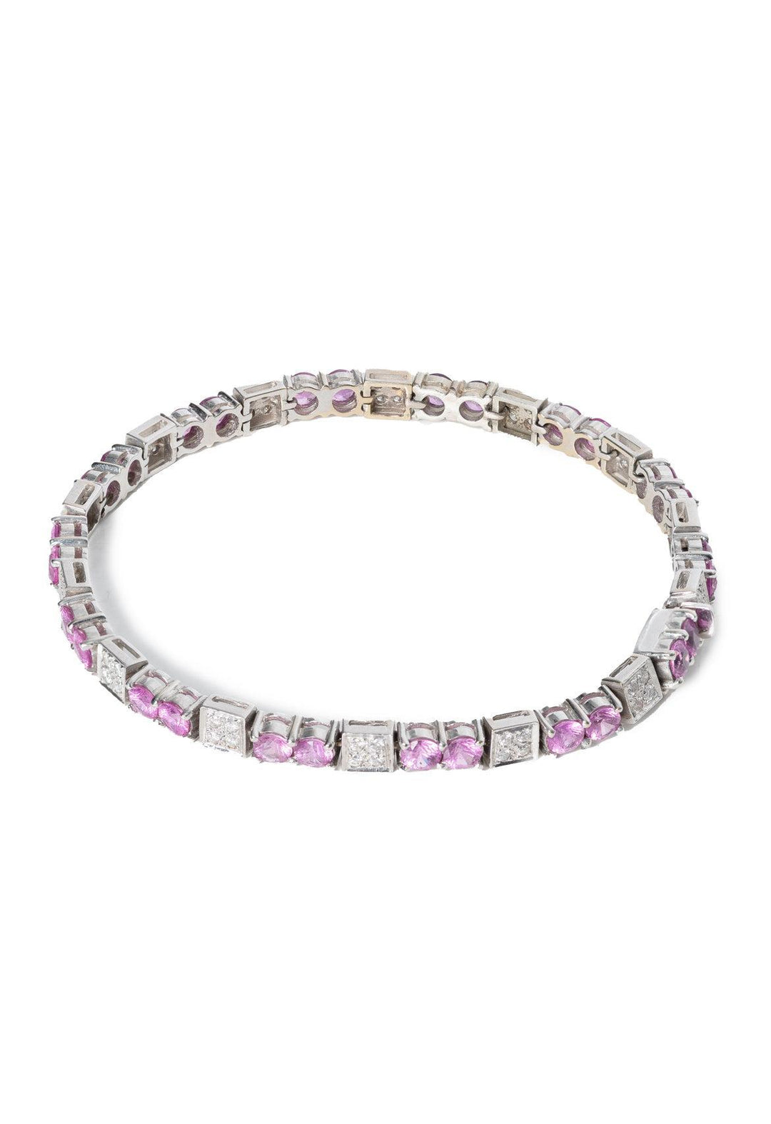 18K White Gold, Pink Sapphire & Diamond Bracelet