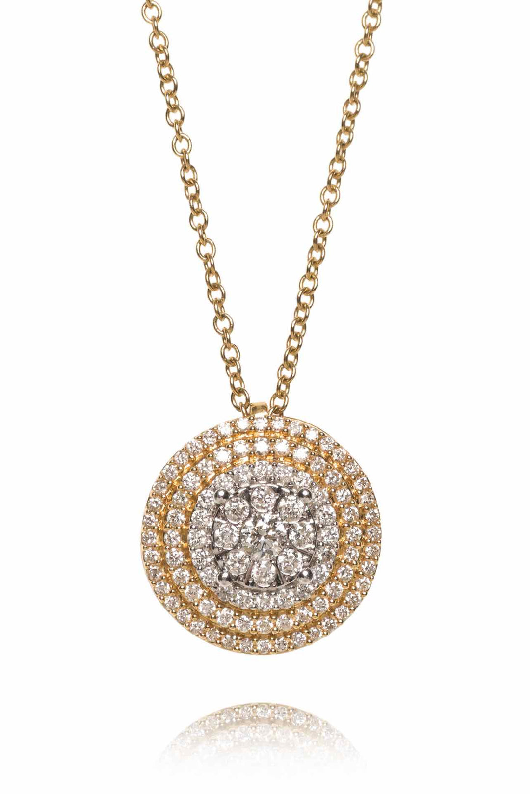 Effy 14K Yellow & White Gold Circle Diamond Pendant Necklace