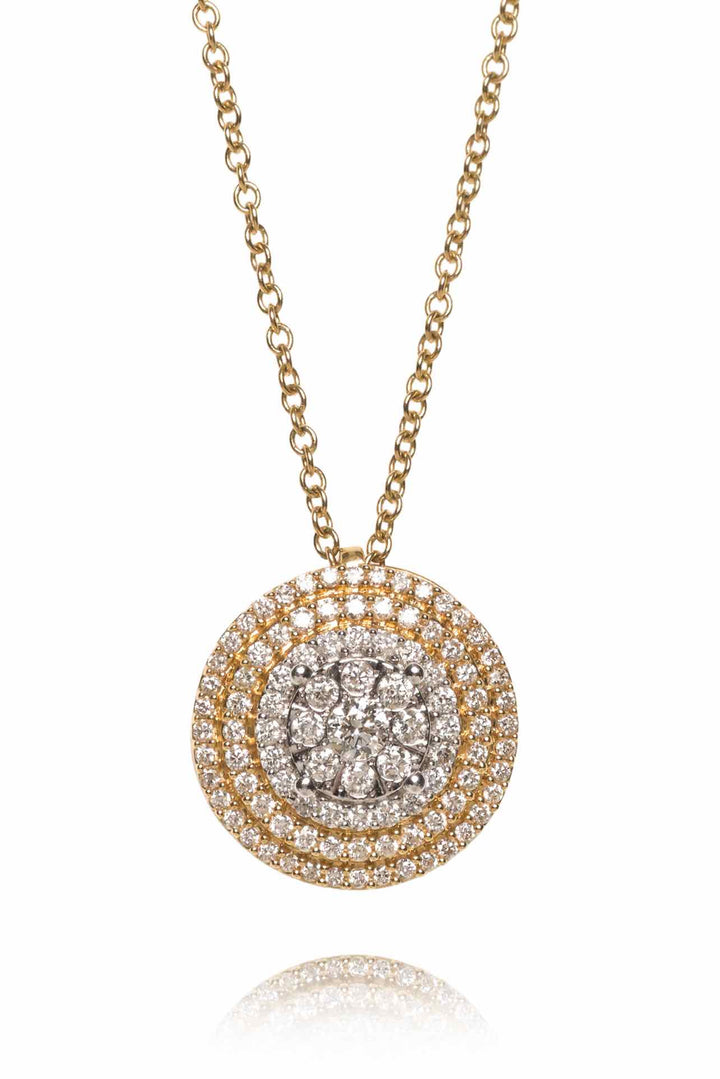 Effy 14K Yellow & White Gold Circle Diamond Pendant Necklace
