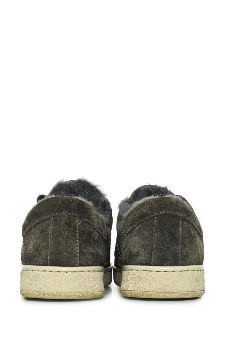 Brunello Cucinelli Size 36 Monili Bead & Fur Lined Suede Low Top Sneaker