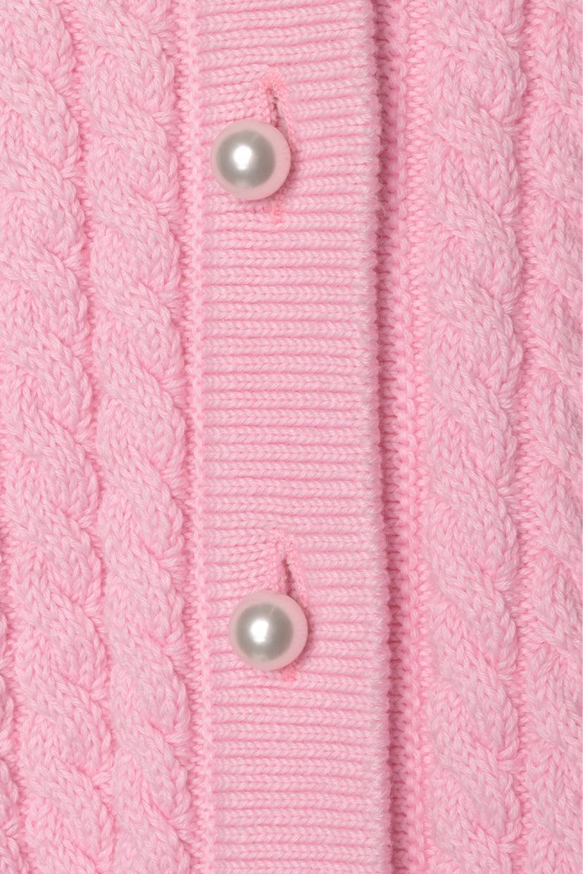 Alessandra Rich Size 46 Cableknit Cotton Cardigan