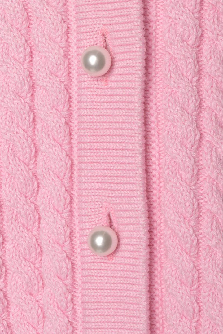 Alessandra Rich Size 46 Cableknit Cotton Cardigan