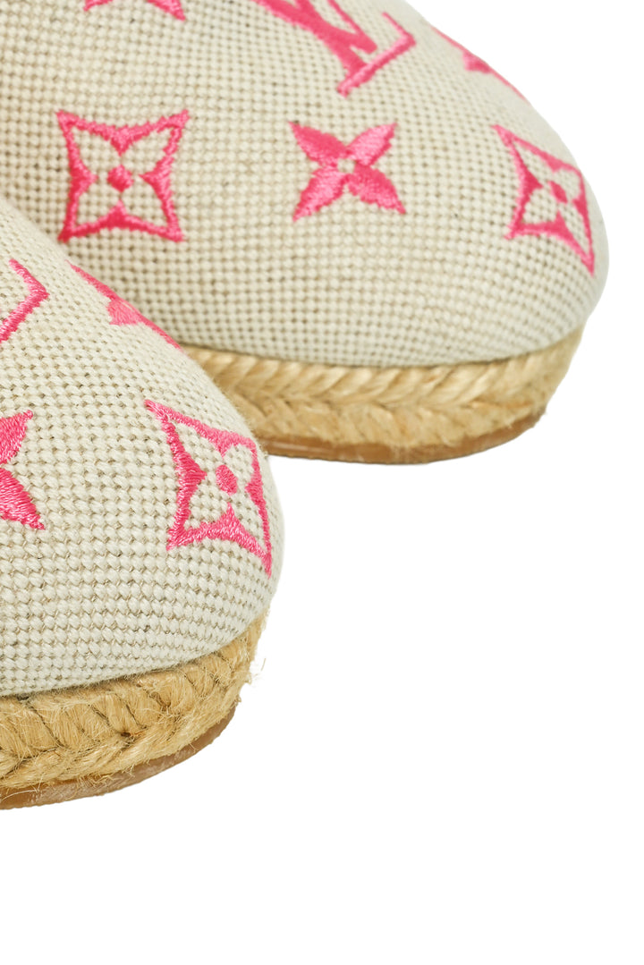 Louis Vuitton Size 38 Canvas Monogram Starboard Wedge Espadrilles