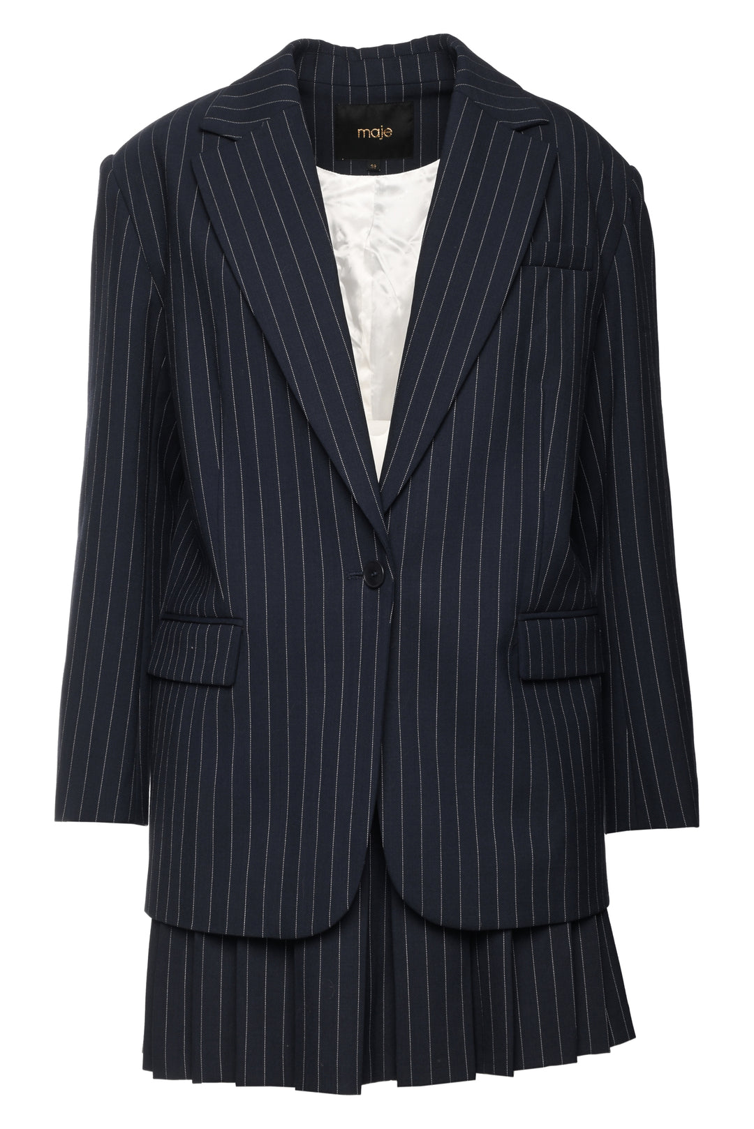 Maje Size M/L Pinstripe Blazer & Skort Set