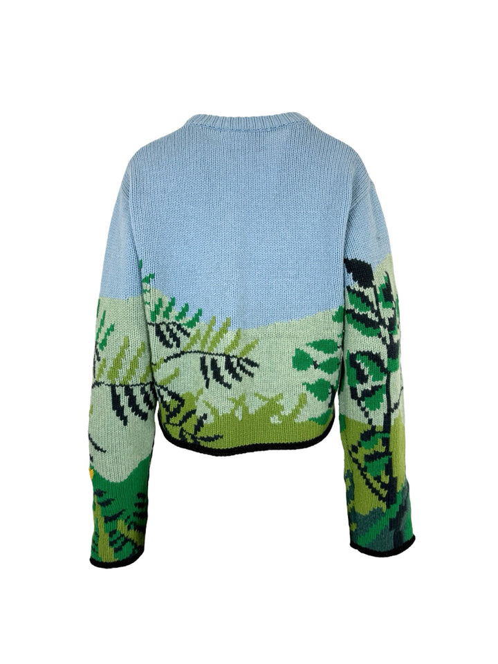 Kenzo Size L Hand Embroidered Rousseau Cropped Sweater