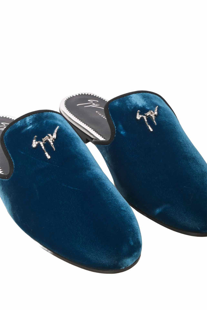 Giuseppe Zanotti Size 40 Elsa Crystal Velvet Mules