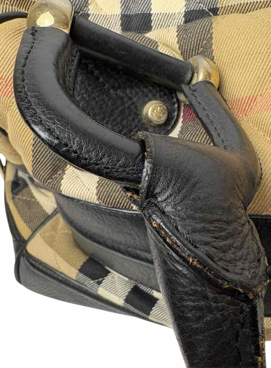 Burberry Quilted House Check fabric and Leather  Purse