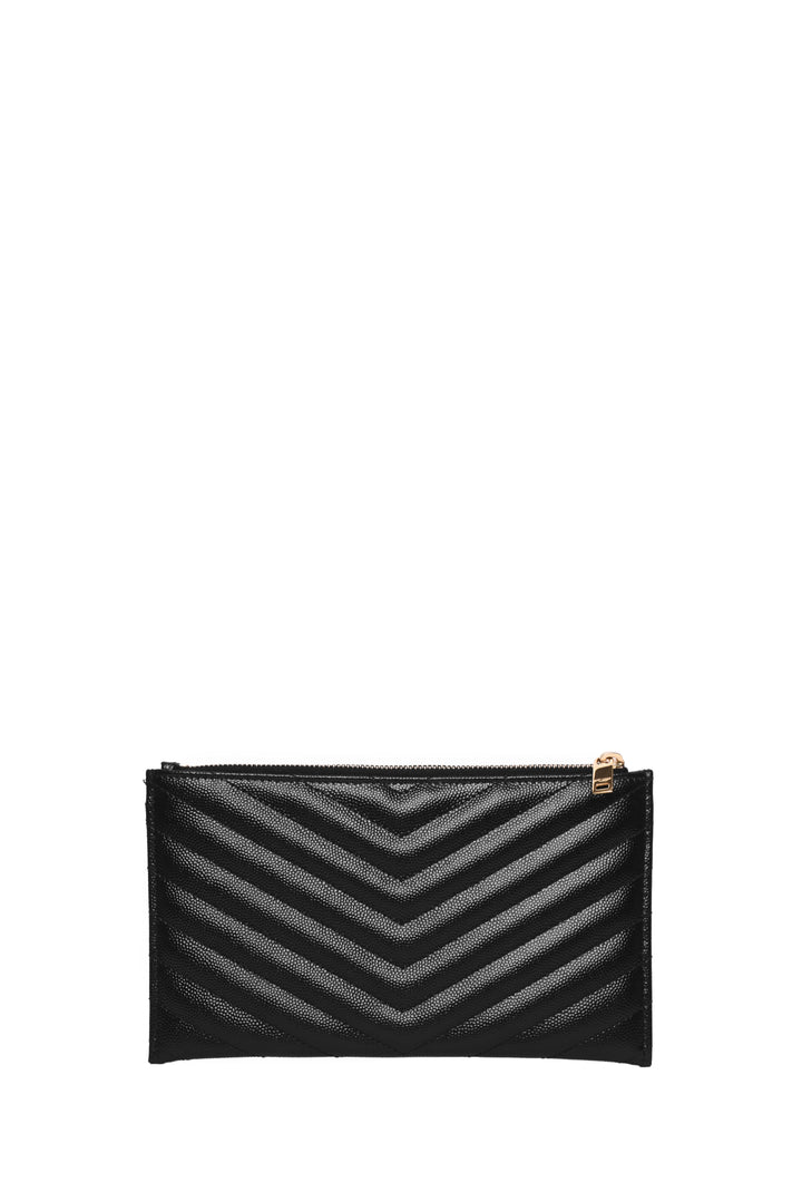 Saint Laurent 2019 Grain De Poudre Chevron Monogram Bill Pouch