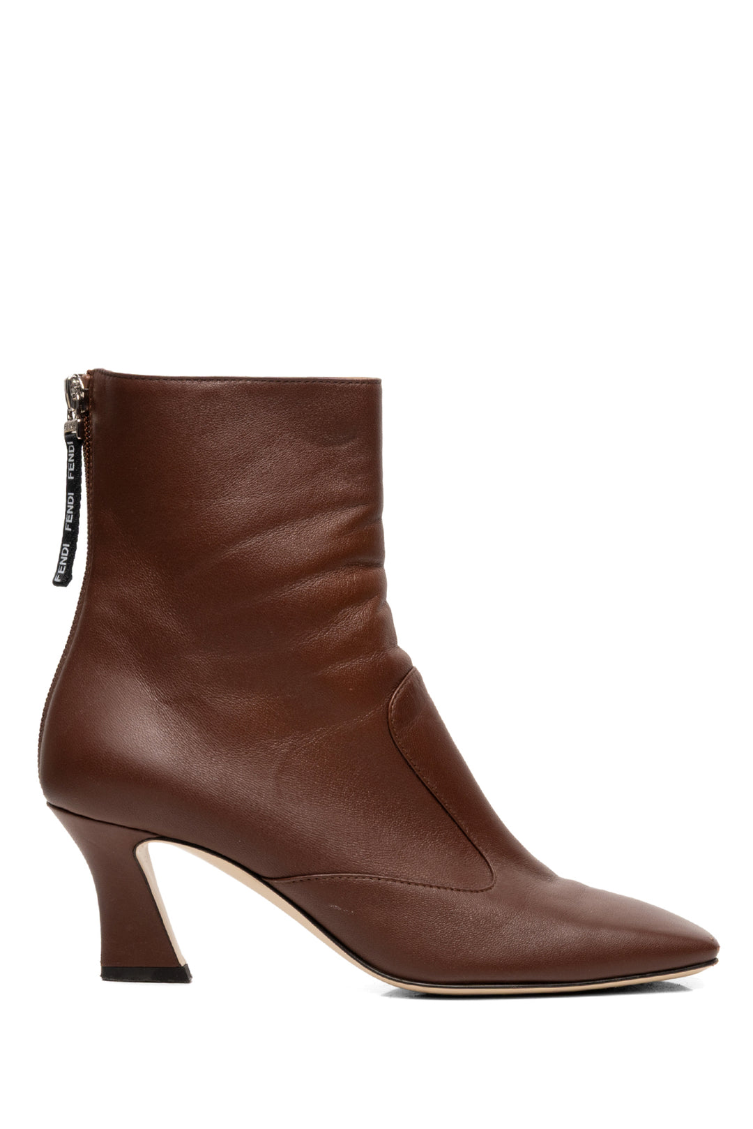 Fendi Size 35.5 Ffreedom Square-toe Leather Ankle Boots