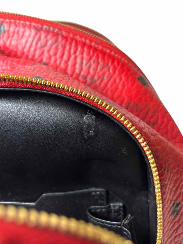 MCM Red Logo Leather BackPack