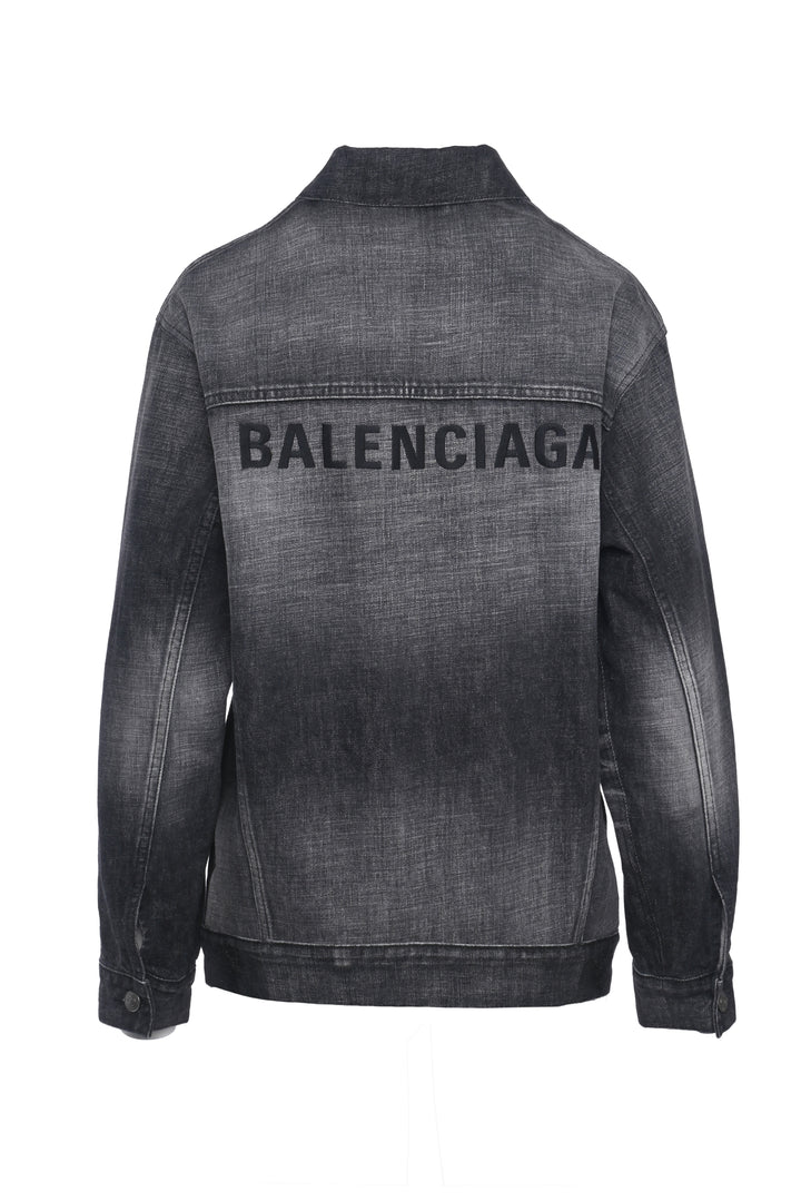 Balenciaga Size 34 2019 Embroidered Back Logo Denim Jacket
