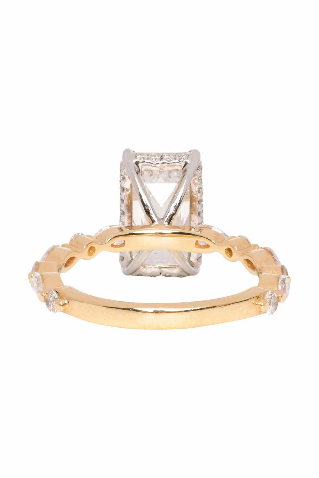 Simply Sublime Size 6 18K Yellow Gold & White Gold Emerald Cut Diamond Ring
