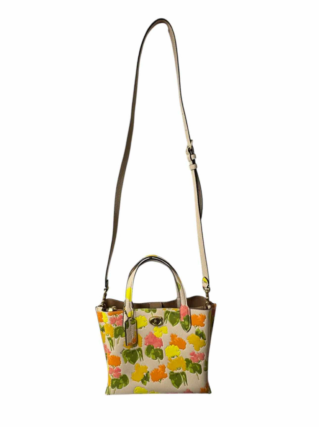 Coach Floral Printed Leather Willow Tote  Purse