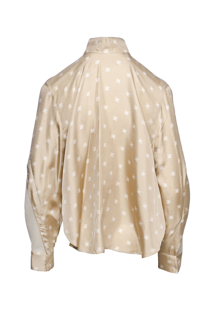 Fendi Size 6 Calligraphy Monogram Print Silk Tops