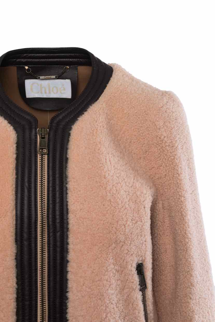 Chloe Size 36 Dyed Lamb Shearling Coat