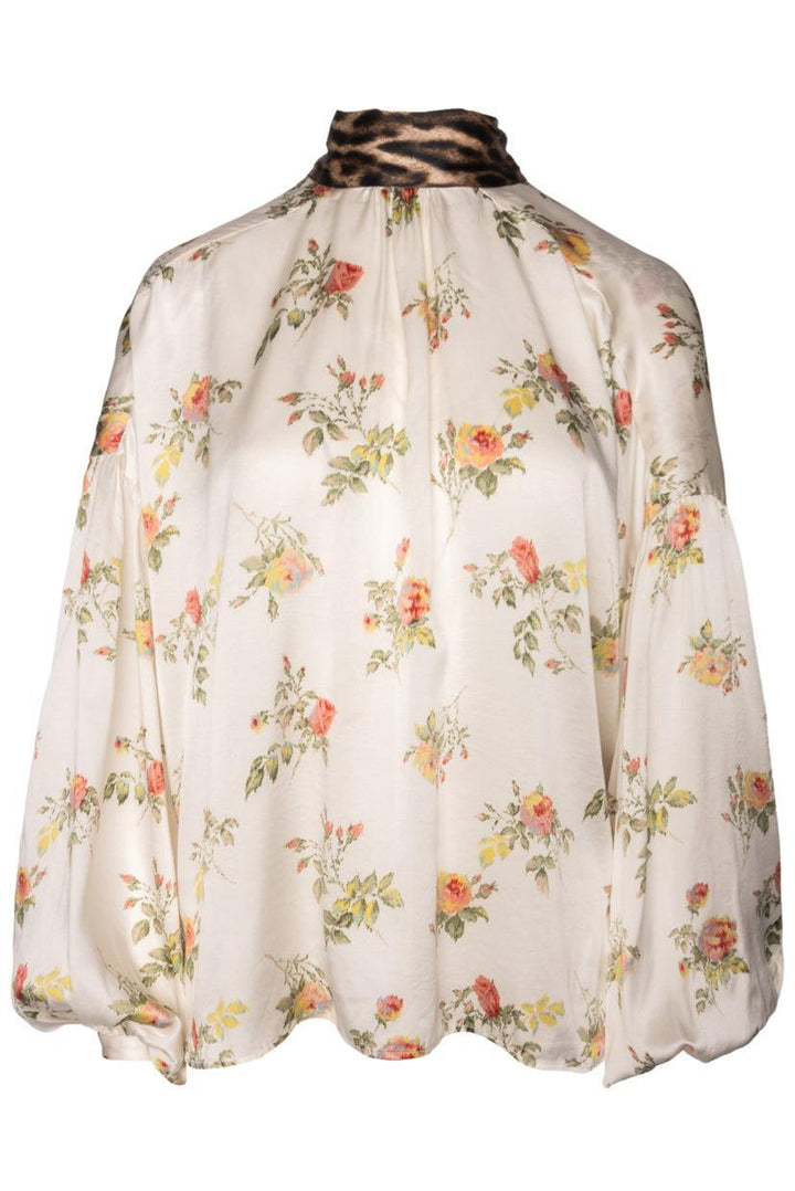 R13 Size XS Contrast Print Silk Neck Tie Top