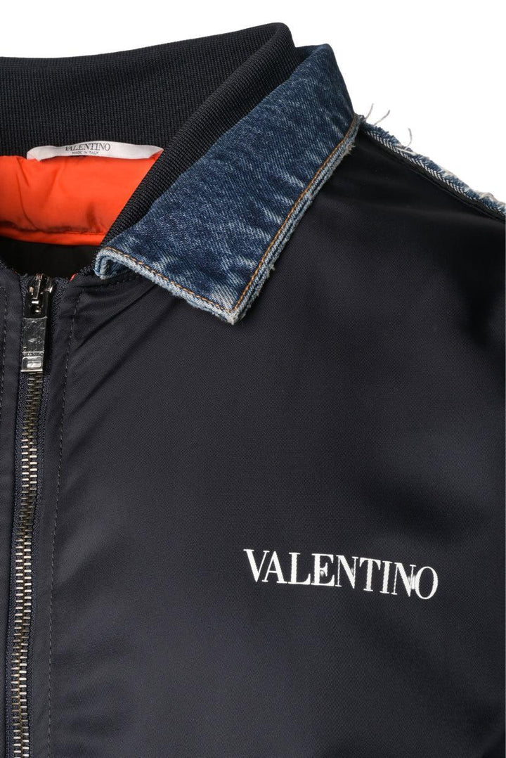Valentino Size 48 Men's Nylon & Denim Bomber Jacket