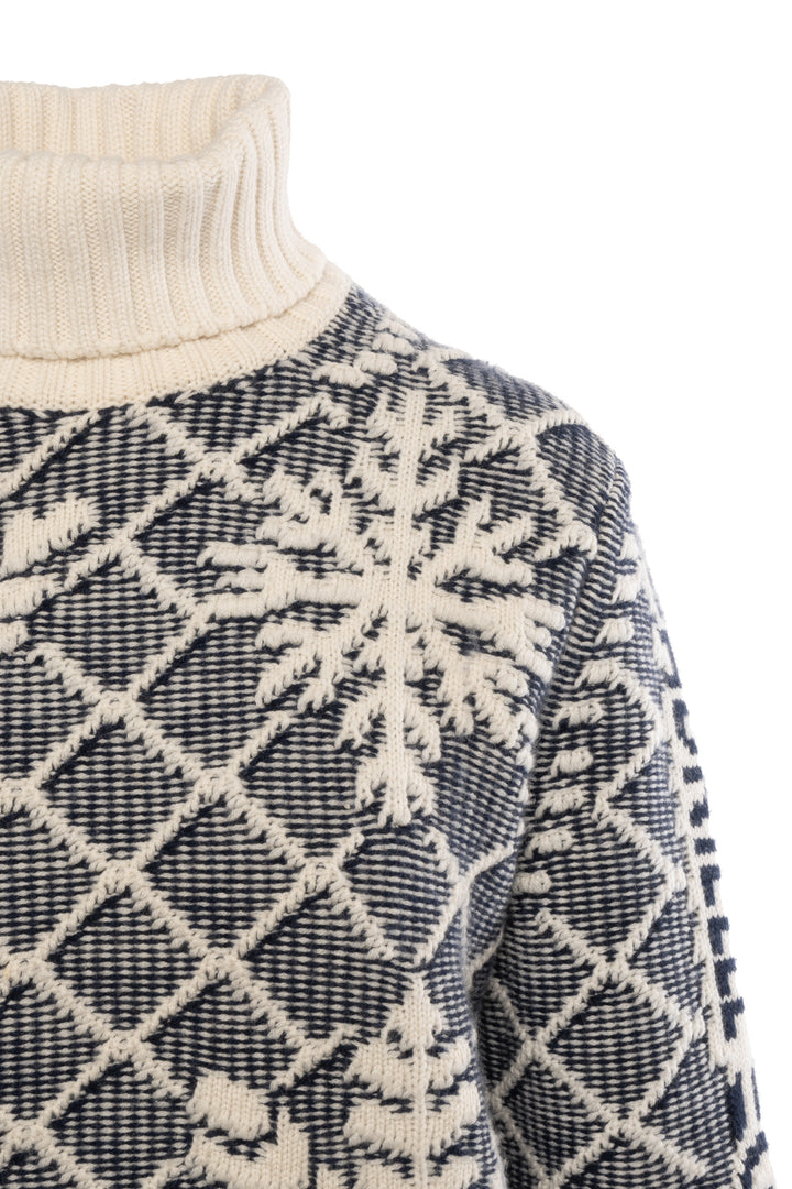 Chanel Size 36 Diamond & Snowflake Pattern Cashmere Turtleneck Sweater