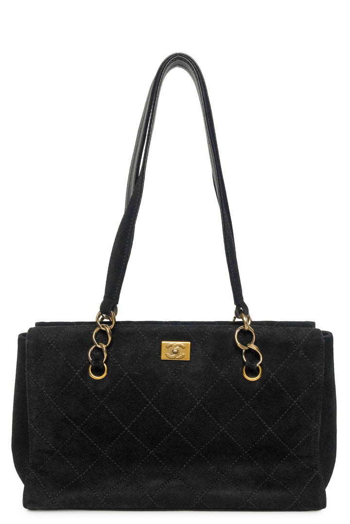 Chanel 2003 Quilted Nubuck Leather Wild Stitch Shopping Tote