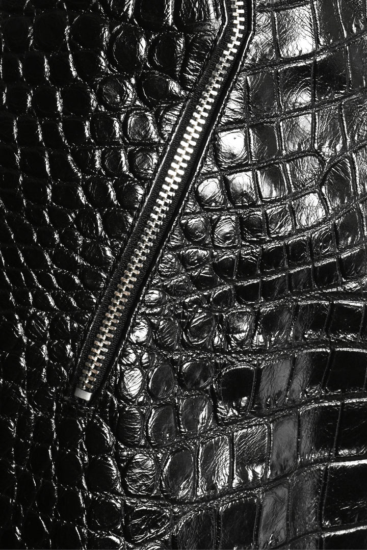 Saint Laurent Size 38 2015 Croc Embossed Leather Mini Skirt