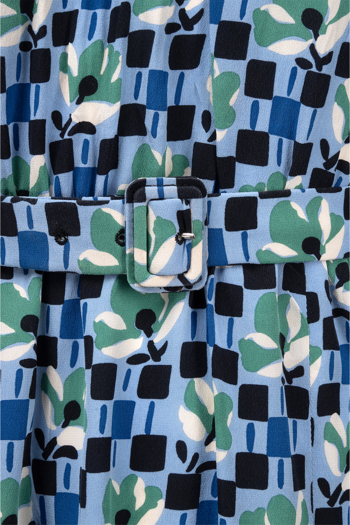 Prada Size 42 2016 Midi Floral Pattern Silk Dress