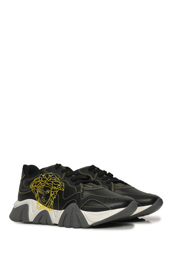Mens Shoe Size 44 Versace Men's Squalo Medusa Graphic Leather Chunky Sneakers