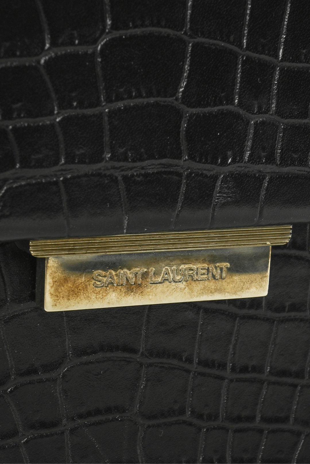 Saint Laurent 2017 Croc Embossed Leather Medium Babylone Top Handle Purse