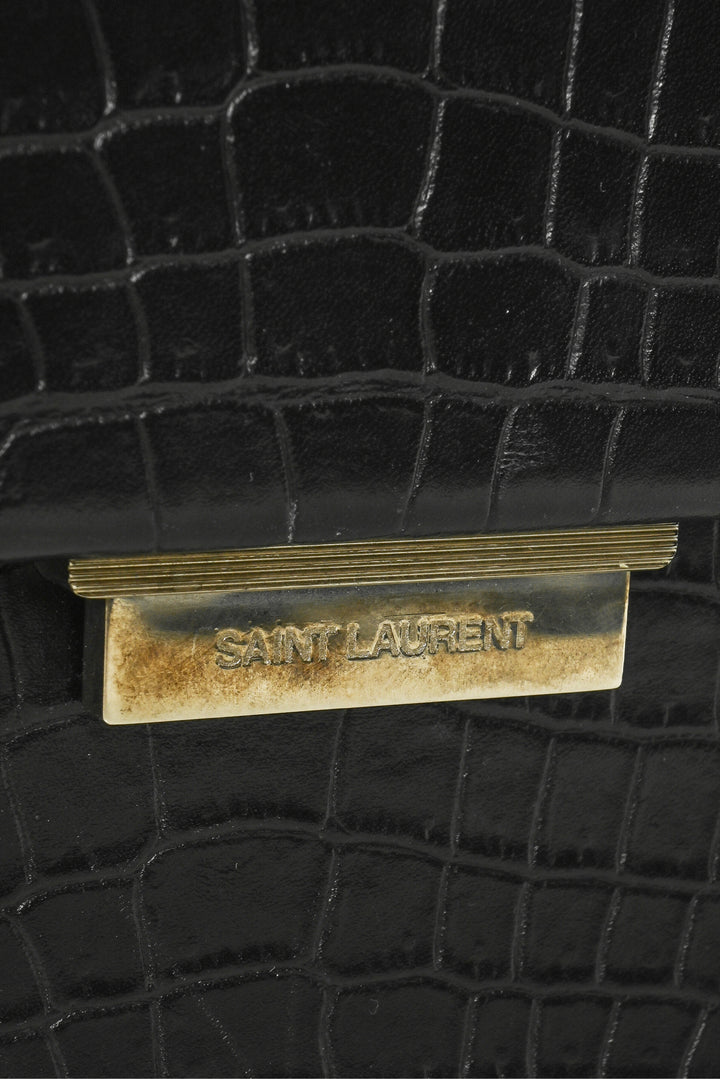 Saint Laurent 2017 Croc Embossed Leather Medium Babylone Top Handle Purse