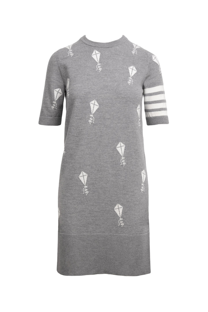 Thom Browne Size 0 Kite Print Knit Midi Dress