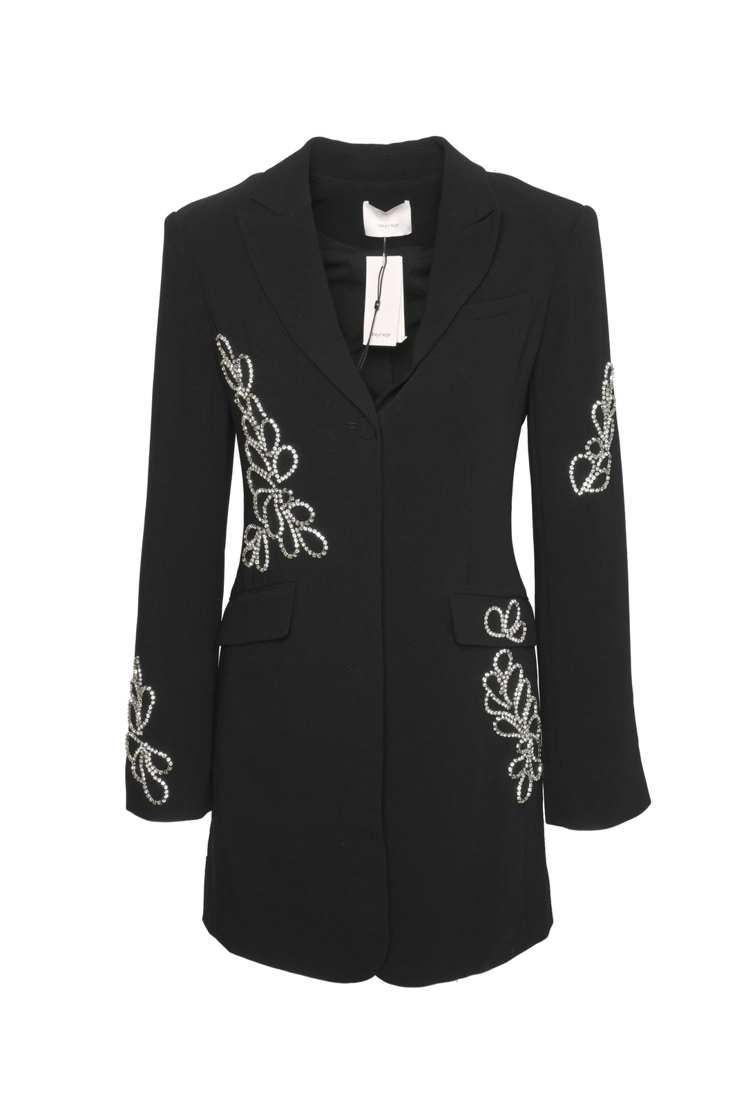 cinq a sept Size 2 Rhinestone Paisley Long Sleeve Blazer Dress