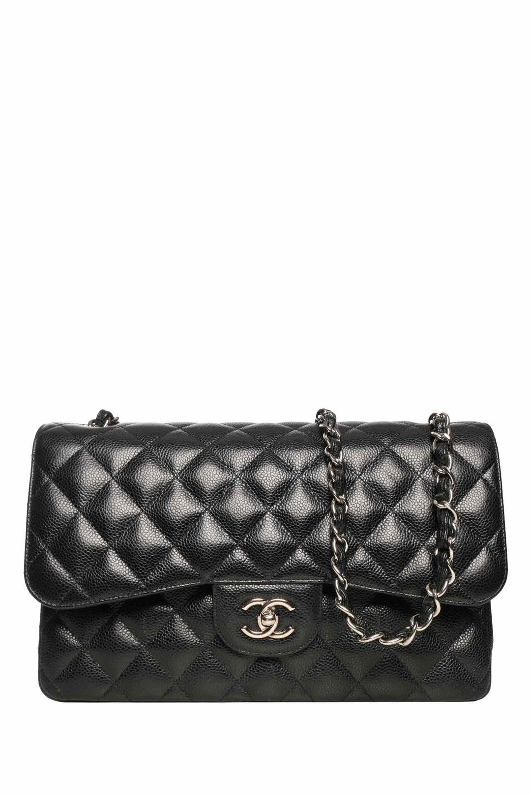 Chanel 2018 Caviar Quilted Jumbo Double Flap Shoulder Bag