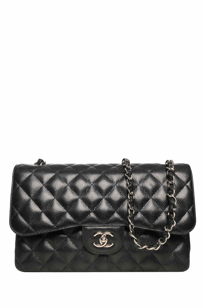 Chanel 2018 Caviar Quilted Jumbo Double Flap Shoulder Bag